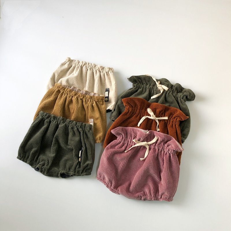 【入荷しました】冬の小町のおしゃれ｜両面コーデュロイゴムレース 小バックルミニパンツ - パンツ - コットン・麻 ホワイト