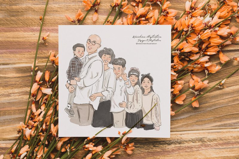 Family portrait illustration design is available in electronic format. Please contact the designer before placing an order. - Customized Portraits - Other Materials 