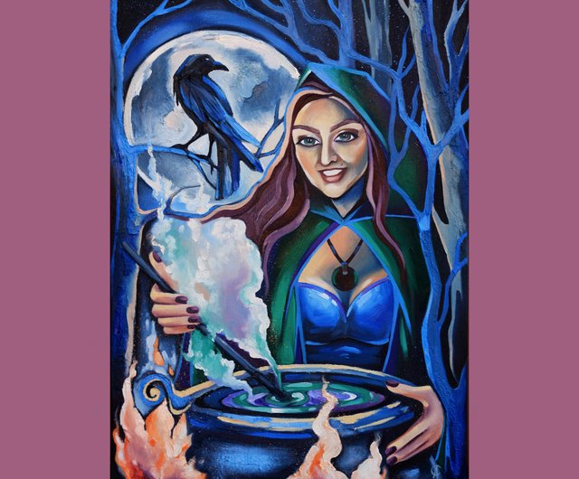 写真からのオリジナル油絵ファンタジー肖像画魔法アート魔女アート