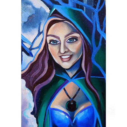 ファンタジーな油絵 写真からのオリジナル油絵ファンタジー肖像画魔法アート魔女アート