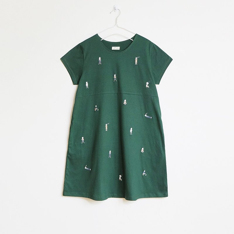 cat boy dress : green - One Piece Dresses - Cotton & Hemp Green
