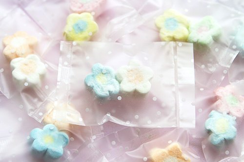 幸福朵朵 婚禮小物 花束禮物 點點磨砂袋裝－小花棉花糖2顆入 | 超便宜 零食點心 造型棉花糖