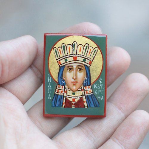 Orthodox small icons hand painted orthodox wood icon saint Holy Great Martyr Catherine