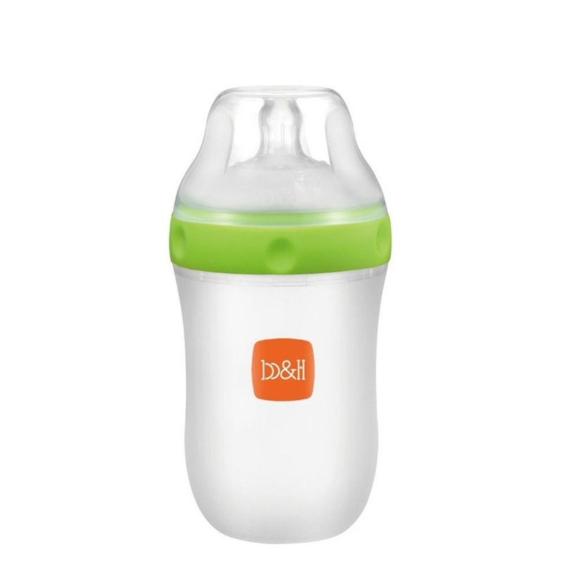 b&h 新一代食品級LSR矽膠奶瓶 240ml配超寬口徑奶嘴 (綠色) - 奶瓶/奶嘴 - 矽膠 綠色