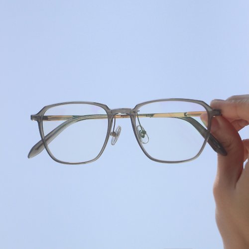 框框 2ND FRAME 極輕量beta鈦高密板材經典威靈頓方框眼鏡-灰綠金 禮物