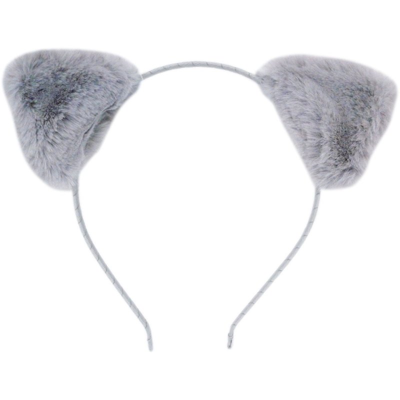 絨毛貓咪耳手工髮箍 全包布手工髮飾 Fur Bear Ear-Gray - 髮箍/髮帶 - 聚酯纖維 灰色