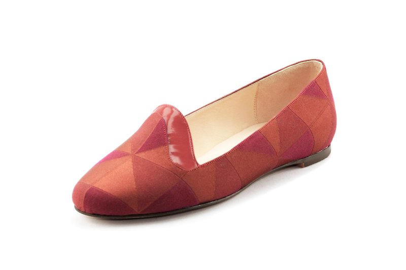 T FOR KENT EASY ON  flats (Red Check) - รองเท้าลำลองผู้หญิง - หนังแท้ สีแดง