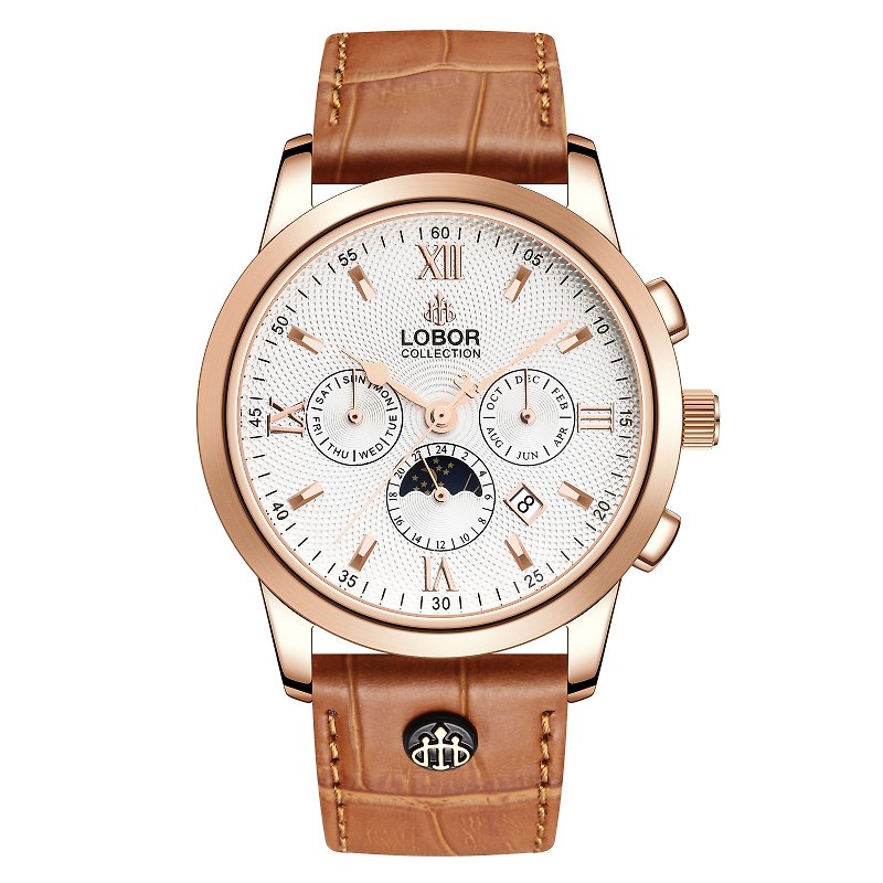 Cellini Guildford Brown 41mm Multifunction Mechanical Watch Leather Strap - Women's Watches - Waterproof Material Brown