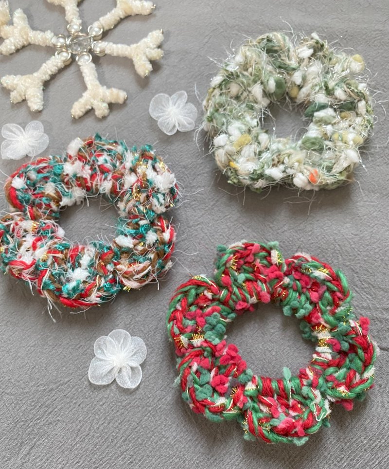 Flower Scrunchie Hair Ties Christmas - Headbands - Other Materials Red