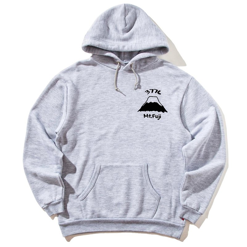 Pocket Mt Fuji 3776 gray hoodie sweatshirt - Men's T-Shirts & Tops - Cotton & Hemp Gray