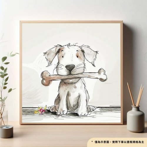 Lavod 線上藝廊- 藝術掛畫專營 花犬物語2號 黑白素描插畫 寵物主題微噴版畫 寵物店診所裝飾掛畫