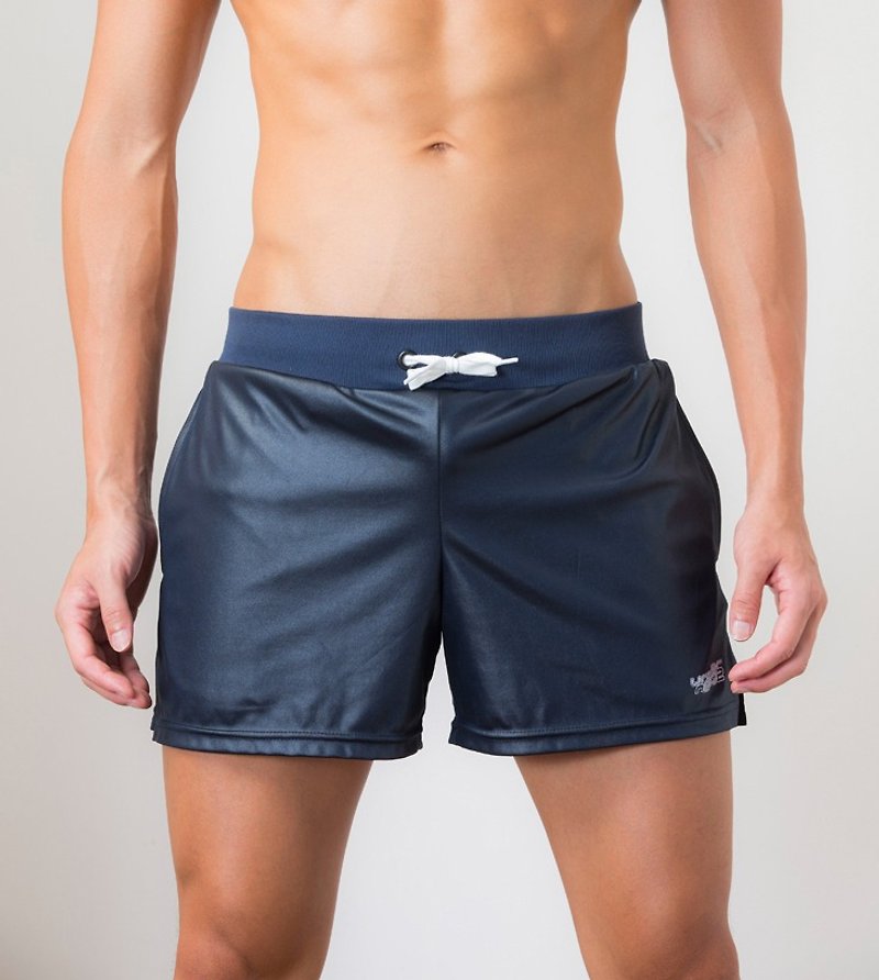 吸濕排汗運動短褲-深藍    UNDERNEXT2 夏.繽紛 - 男長褲/休閒褲 - 聚酯纖維 藍色