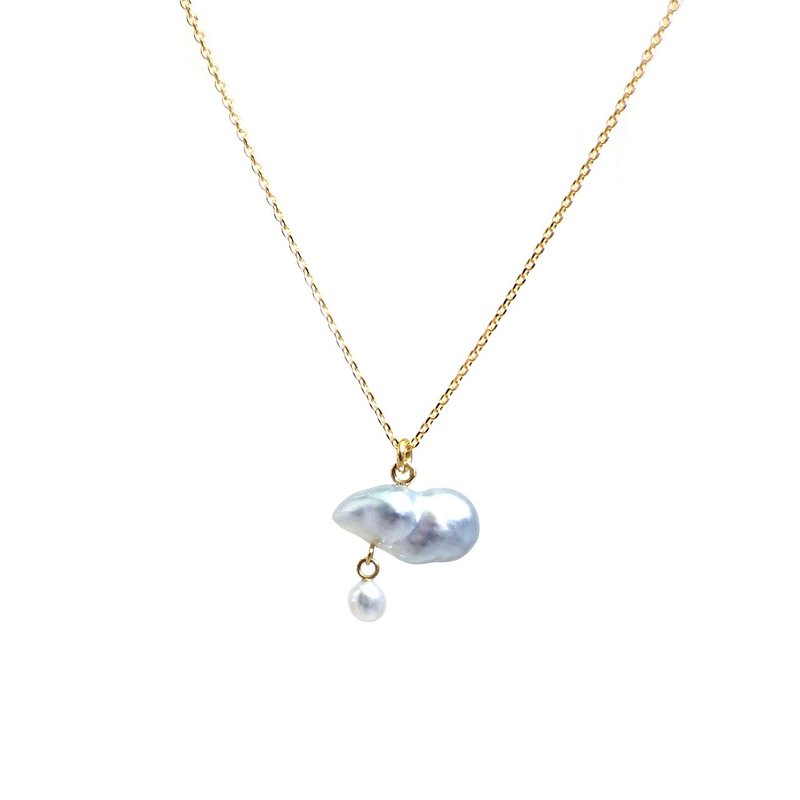 K18YG 南洋白蝶無核珍珠 墜飾項鍊 雲與雨滴 KR71030 - 項鍊 - 珍珠 