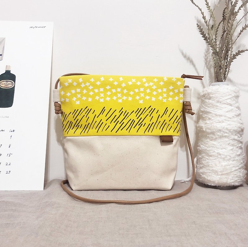 Small oblique backpack - Gold Garden - Messenger Bags & Sling Bags - Cotton & Hemp Yellow