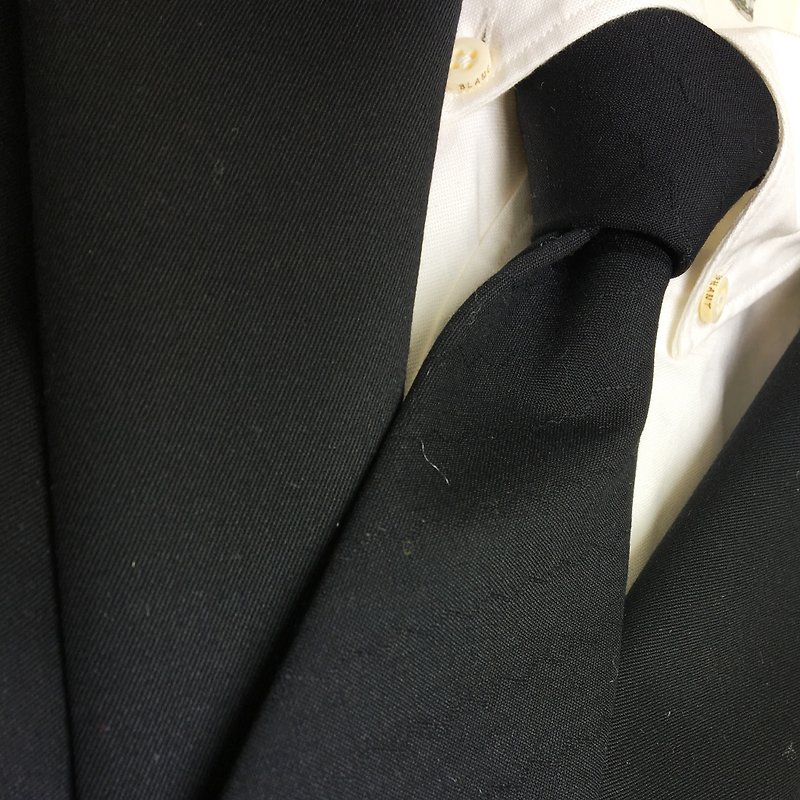 black tie necktie - 領呔/呔夾 - 棉．麻 黑色