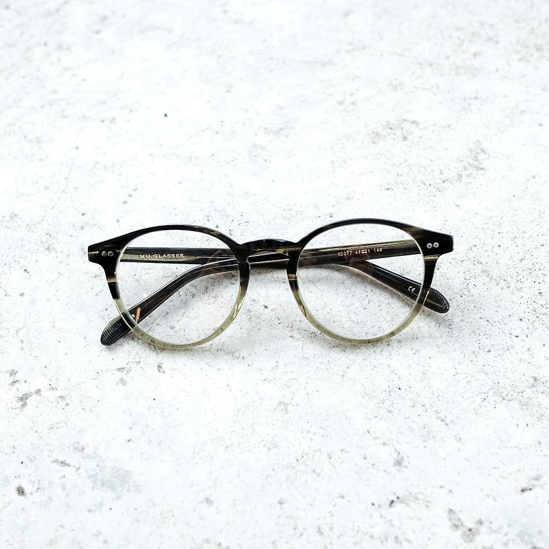 [Purpose of the trip] Japan retro round frame limited gradient transparent gray green glasses frame - Glasses & Frames - Other Materials Gray