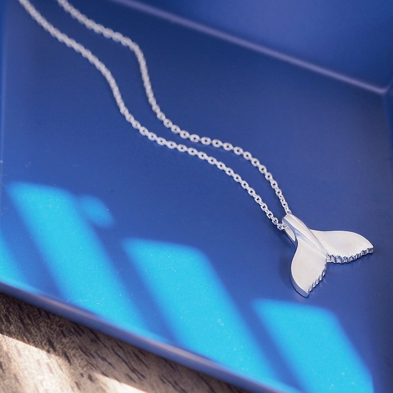 Whale Tail Men's Necklace Silver 925 - สร้อยคอ - โลหะ สีเงิน