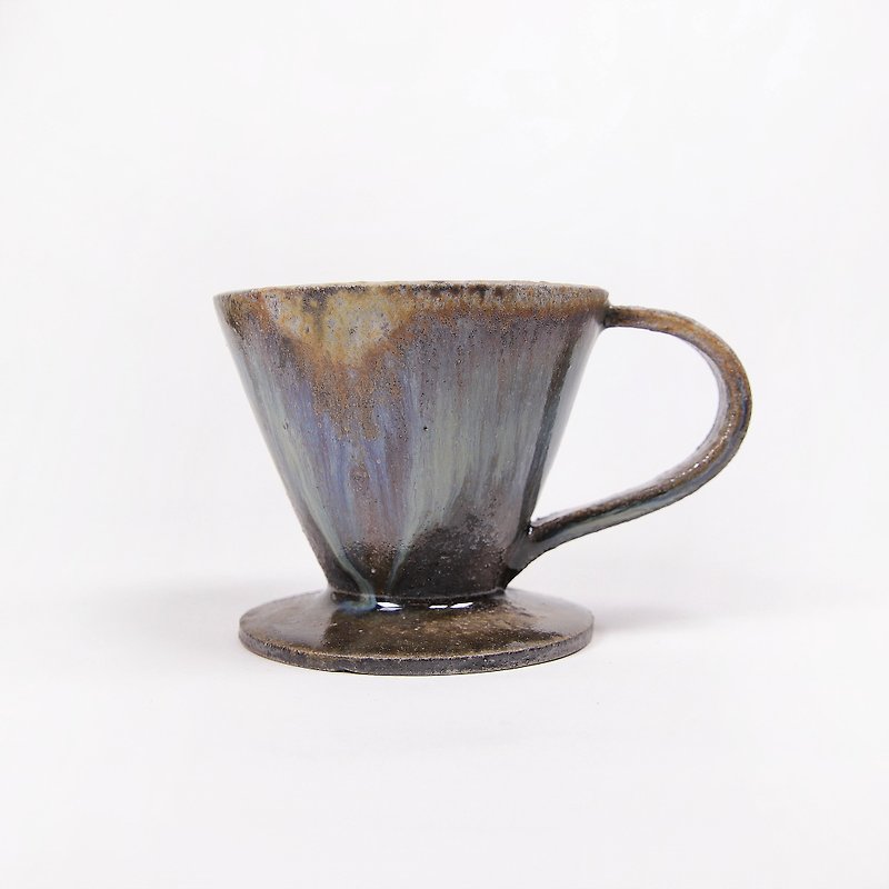 Ming bud ki l firewood ash glaze coffee filter cup (handle) - Coffee Pots & Accessories - Pottery Multicolor