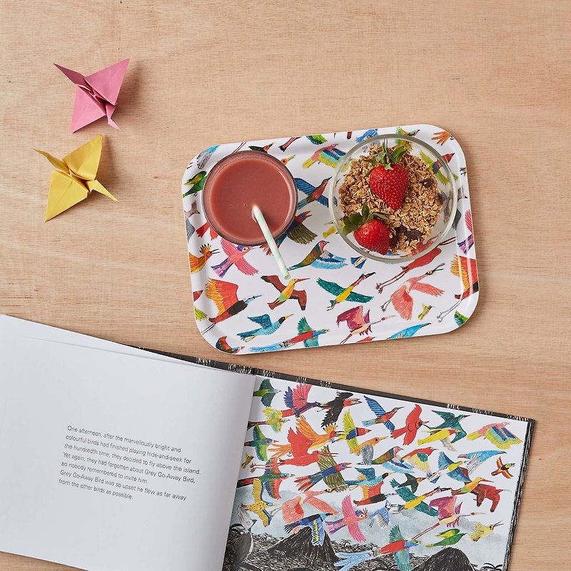 BIRDS TRAY - Small Plates & Saucers - Wood Multicolor
