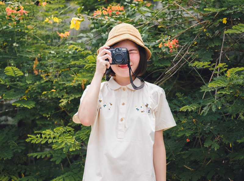 LuLu Shirt : Bee ~ Beige - Women's Shirts - Cotton & Hemp Khaki