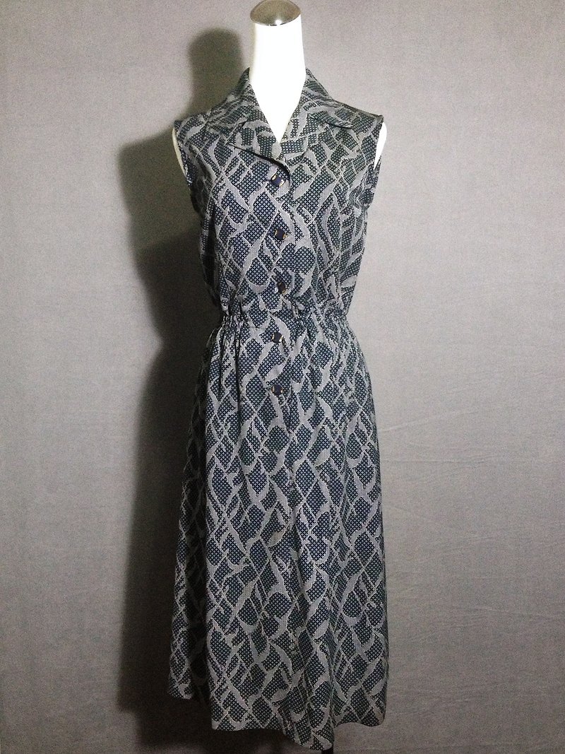 Ping-pong vintage [vintage dress / blue totem sleeveless vintage long dress] abroad back VINTAGE - One Piece Dresses - Other Materials Blue