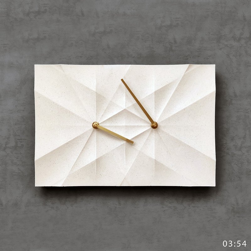 HOMER | 水泥摺紙時鐘 Origami Clock 白色/曲面/酸蝕 - 時鐘/鬧鐘 - 水泥 白色