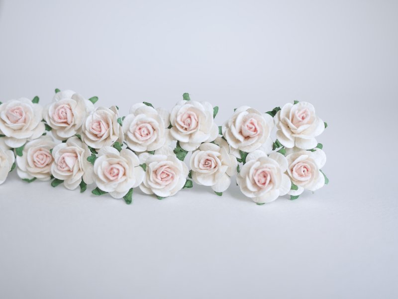 Paper Flower, 50 pcs., DIY supplies, mulberry rose size 2 cm., pink-white color. - Other - Paper Pink