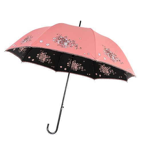 TDN 雙龍HANA黑膠宮廷傘直立傘自動晴雨傘(香頌粉)