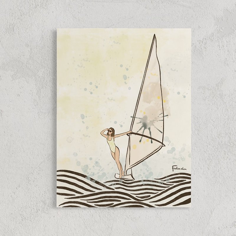 Go with the wind and move with your heart printed paintings wall decoration cards - Posters - Paper White