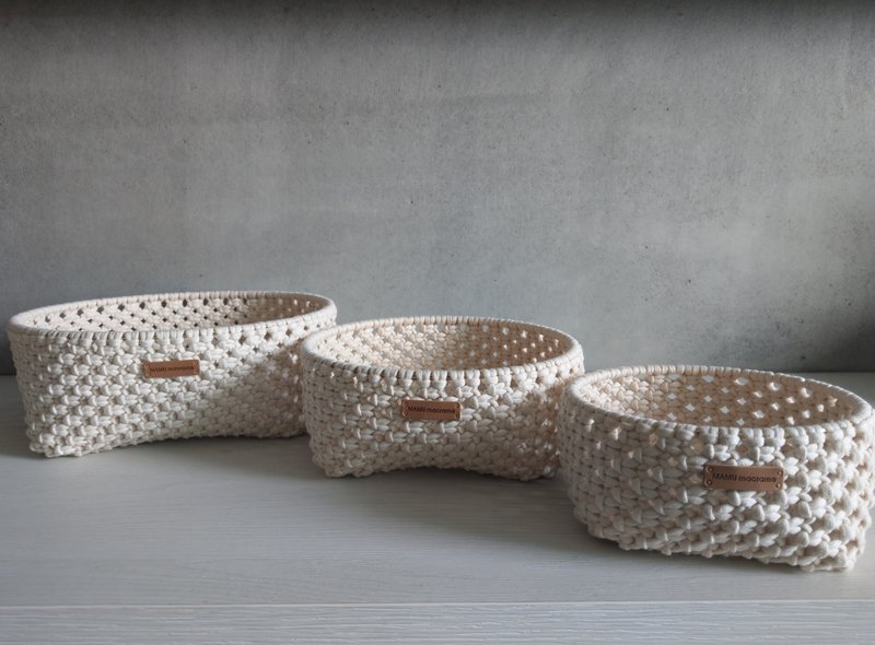 || W-bii series|| macrame woven round basket - Shelves & Baskets - Cotton & Hemp 