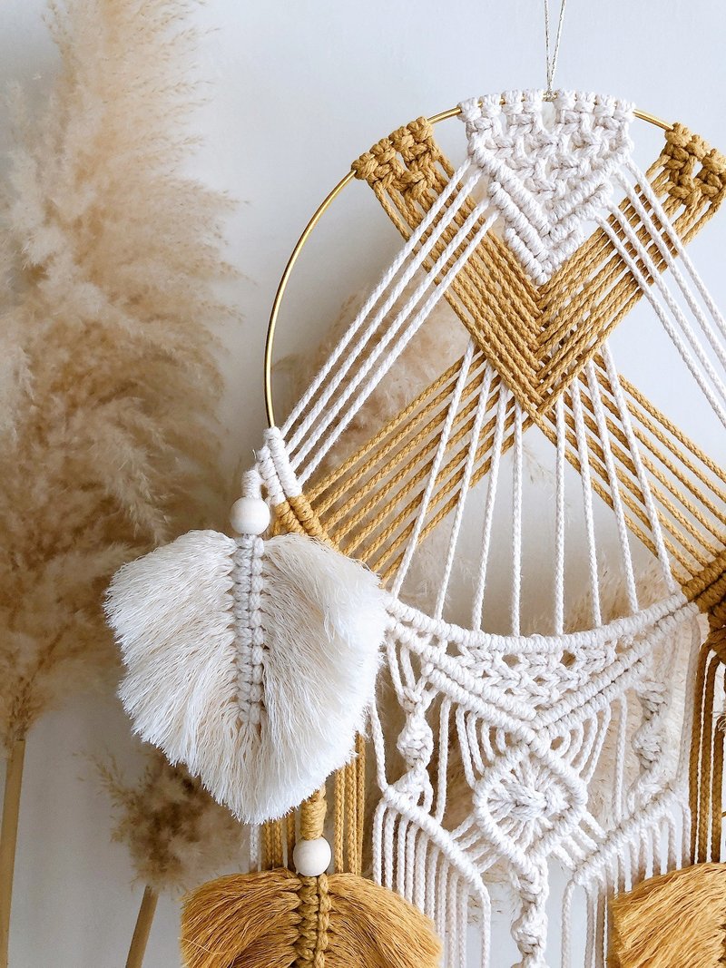Macrame編織雙色捕夢網 - 編織/羊毛氈/縫紉 - 棉．麻 