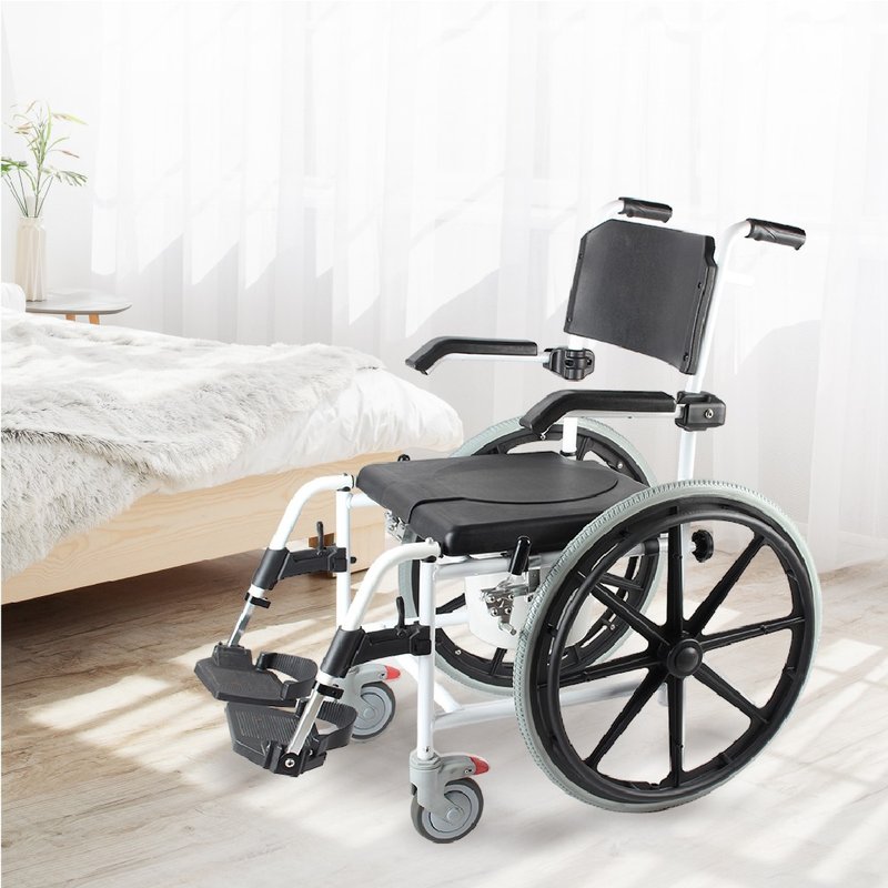 Home 3-in-1 Wheelchair - 24inch  Wheel (Wheelchair+Bath Chair+Potty Chair) - Other - Other Metals White