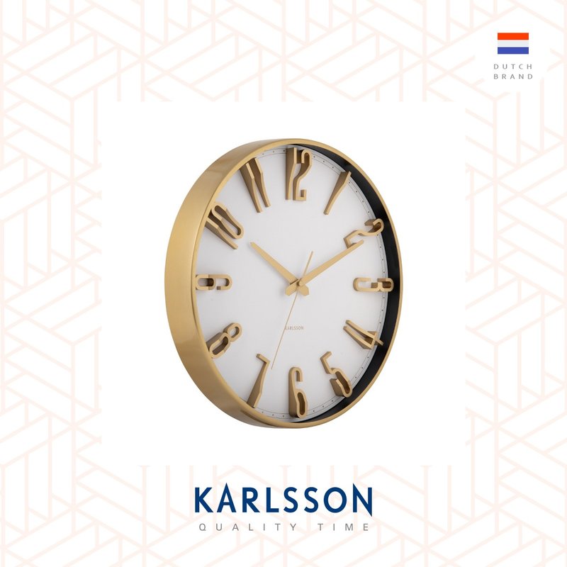 荷蘭Karlsson, Wall clock 35.5cm Elevated Glam white - 時鐘/鬧鐘 - 其他金屬 白色