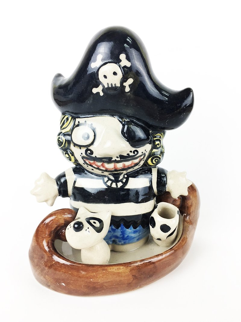 Nice Little Clay handmade a toothbrush holder pirate 10 - Pottery & Ceramics - Pottery Multicolor