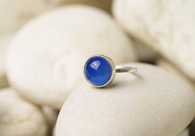 Blue Agate Ring - Gemstone Ring - 戒指 - 純銀 藍色