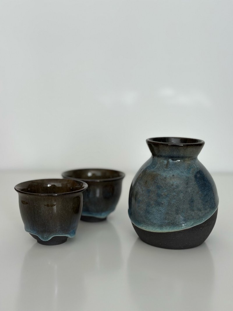 陶製清酒套裝 - 日本信樂黑土 - 酒杯/酒器 - 陶 