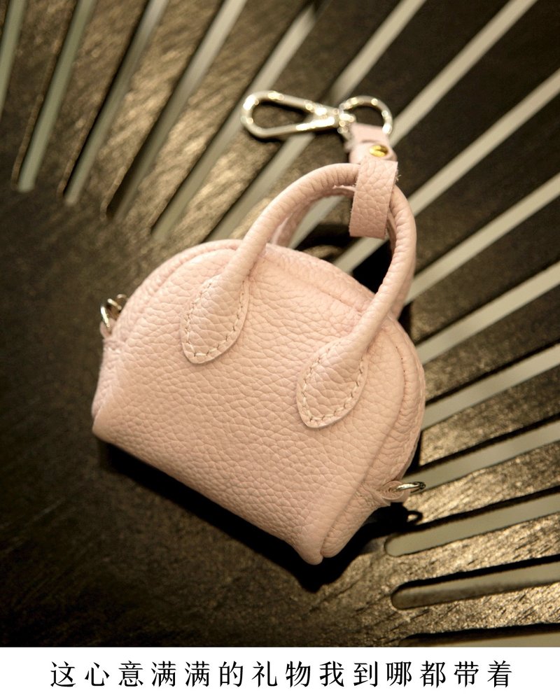 レザーDIY材料キット/完成品 ライチ柄牛革イヤホン収納ケース ミニブリーフケースキーホルダー - 革細工 - 革 