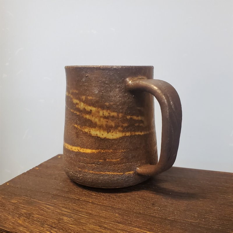 Wood-fired clay mug/coffee cup - Mugs - Pottery Black