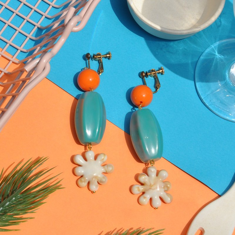 夏日海灘度假款耳環/ 壓克力耳環 - 耳環/耳夾/耳骨夾 - 壓克力 