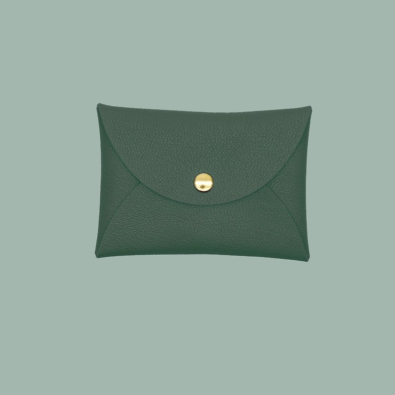 Customized Gift Leather Macaron Dark Green Card Holder/Wallet/card holder/card case - ที่เก็บนามบัตร - หนังแท้ สีเขียว
