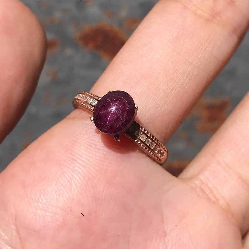 【Lost And Find】  Natural star ruby 925 ring - General Rings - Gemstone Red