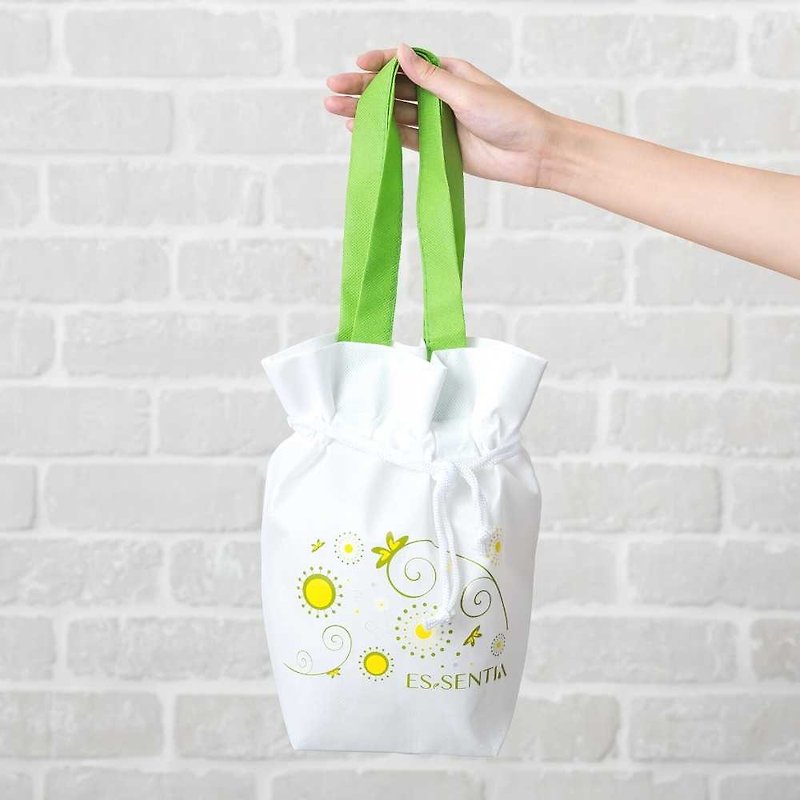 環保袋【一一不織布束口袋】購物袋、手提袋、防潑水 - 水桶袋/索繩袋 - 聚酯纖維 白色