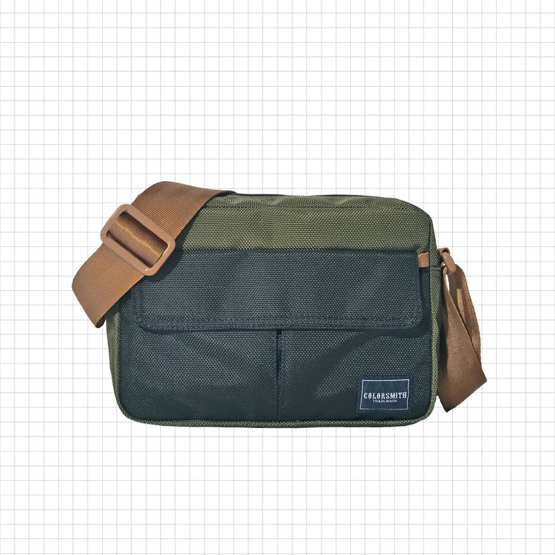 CR2 square side backpack CR2-1006-A-OG [Taiwan original bag brand] - กระเป๋าแมสเซนเจอร์ - ไนลอน สีน้ำเงิน