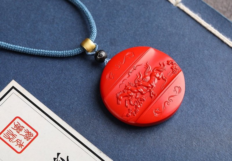 The content of natural cinnabar fine red sand pendant is as high as 95% - Necklaces - Gemstone 