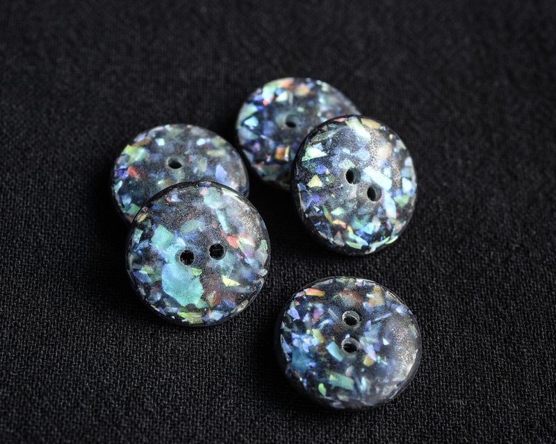 French vintage tailor blue colorful buttons (5 pieces) - เย็บปัก/ถักทอ/ใยขนแกะ - พลาสติก 