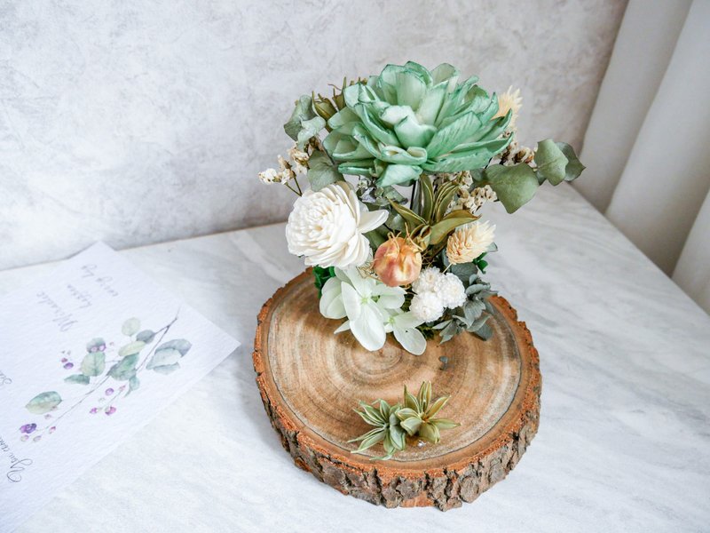 乾燥花名片座【荼蘼】開幕禮/賀升遷/個性化名片座/客製化 - 擺飾/家飾品 - 植物．花 綠色