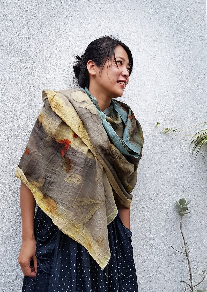 Mosaic series ~ Rain-fighting wool fringed long scarf wild Wen Qing hand dyed gifts for personal use - Scarves - Wool 