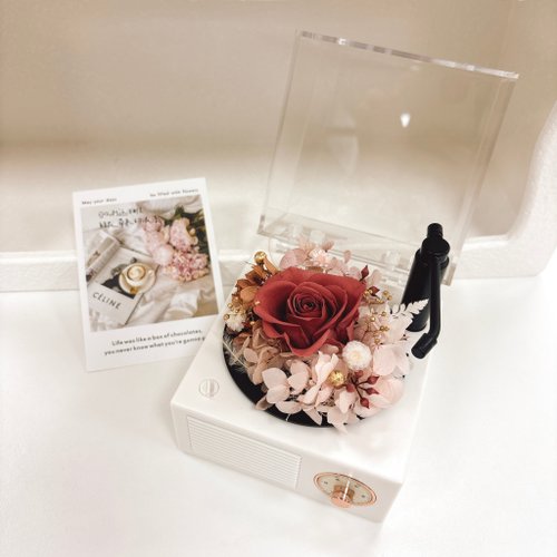 魚花島花藝/香氛工作室 永生花膠片藍芽音樂機- 開幕 生日禮物 yuflorist