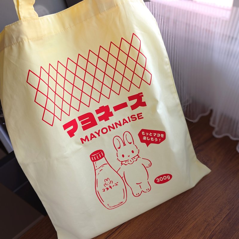 美乃滋兔兔輕薄斜紋布袋 - 側背包/斜背包 - 棉．麻 