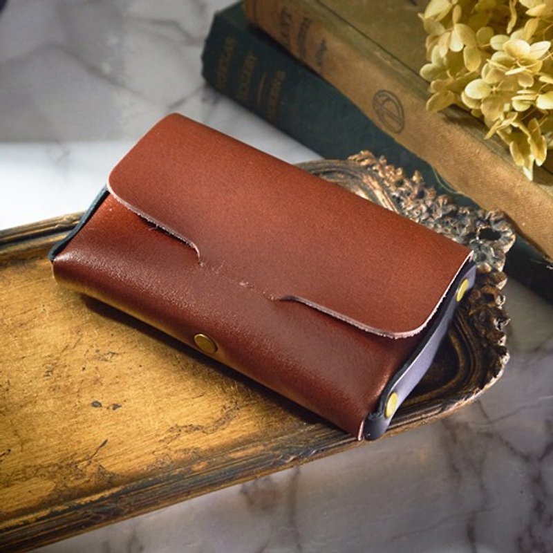 Chic design & bi-color genuine leather business card holder - Card Holders & Cases - Genuine Leather 